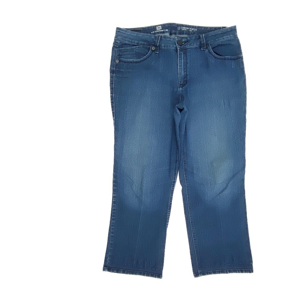 Liz Claiborne Comfort‎ Stretch Crop Back Flap Pockets Women's size 14 Blue Jeans